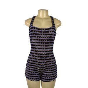 Zara Women's Black/Multi  Striped Romper Sleeveless Stretchy Design Sz M - New